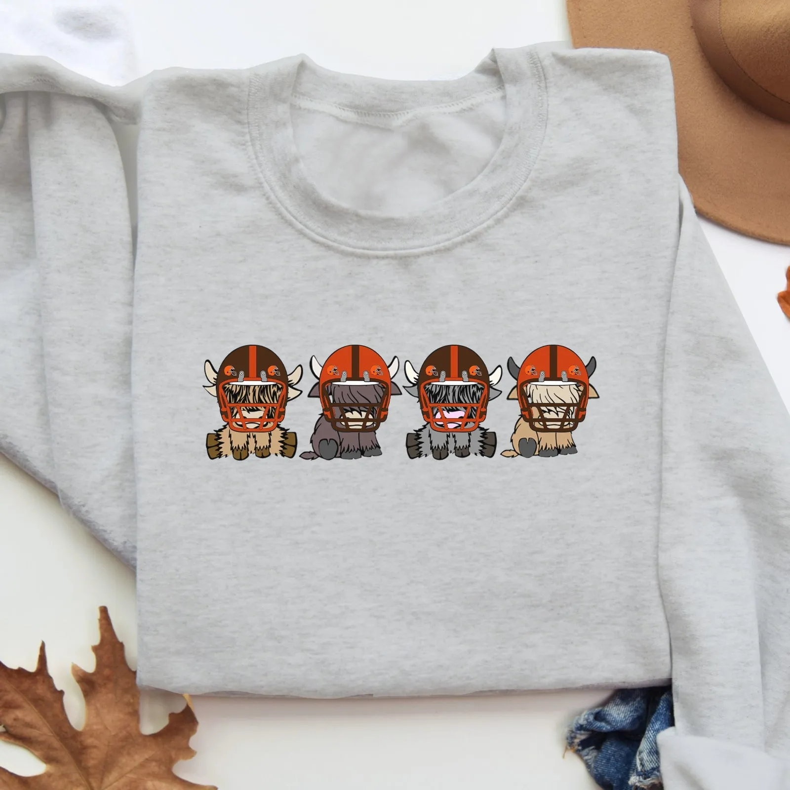 Cleveland Browns Highland Cow Football Team Football Lovers Gift Unisex Crewneck Hoodie Sweatshirt