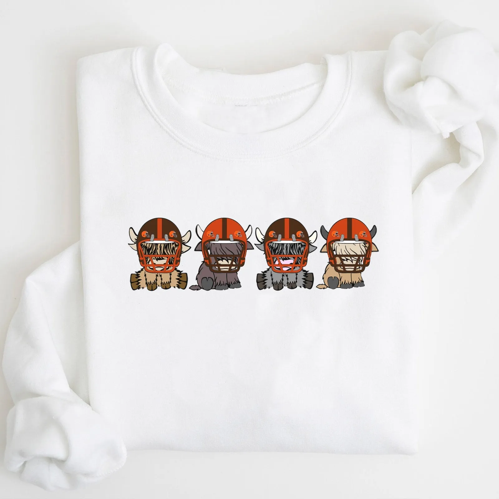 Cleveland Browns Highland Cow Football Team Football Lovers Gift Unisex Crewneck Hoodie Sweatshirt