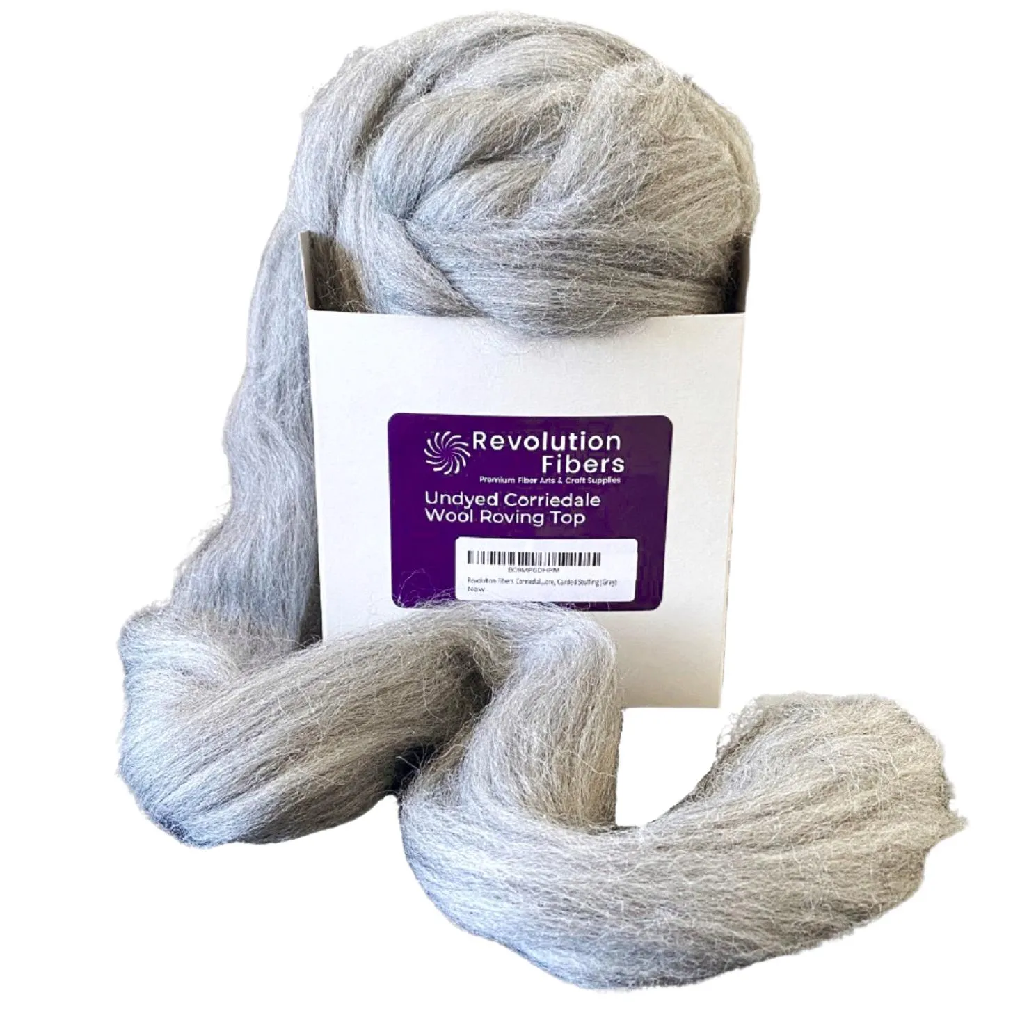 Corriedale Wool Roving Top (1 lb / 16 oz) | 28 Microns, Natural Gray Undyed, Cleaned and Combed Core Wool