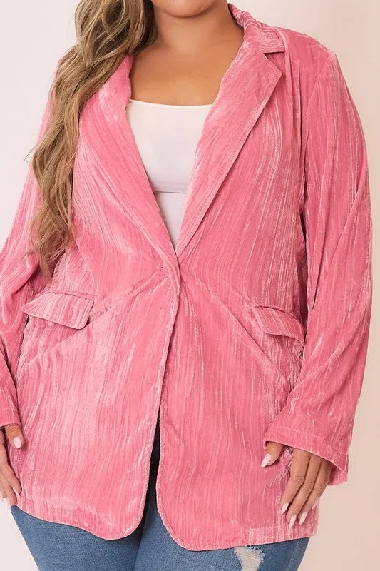 COZ101 - CURVY PINK VELVET BLAZER