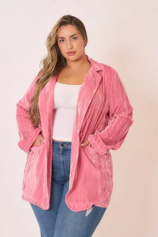 COZ101 - CURVY PINK VELVET BLAZER