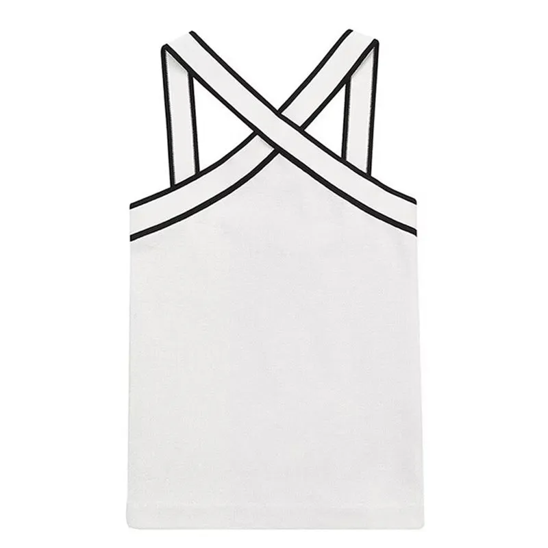 Criss-Cross Style Knitted Streetwear Tank Tops