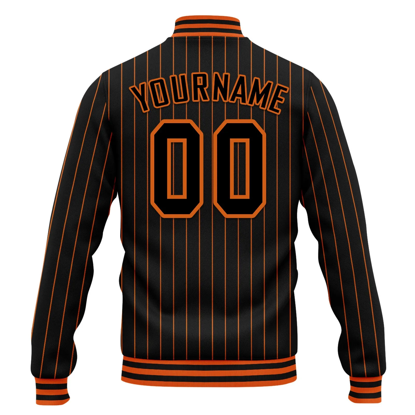 Custom Black Orange Stripe Fashion Jacket Bomber Full-Snap Varsity Letterman Personalized Jacket FZ005-D020219-3