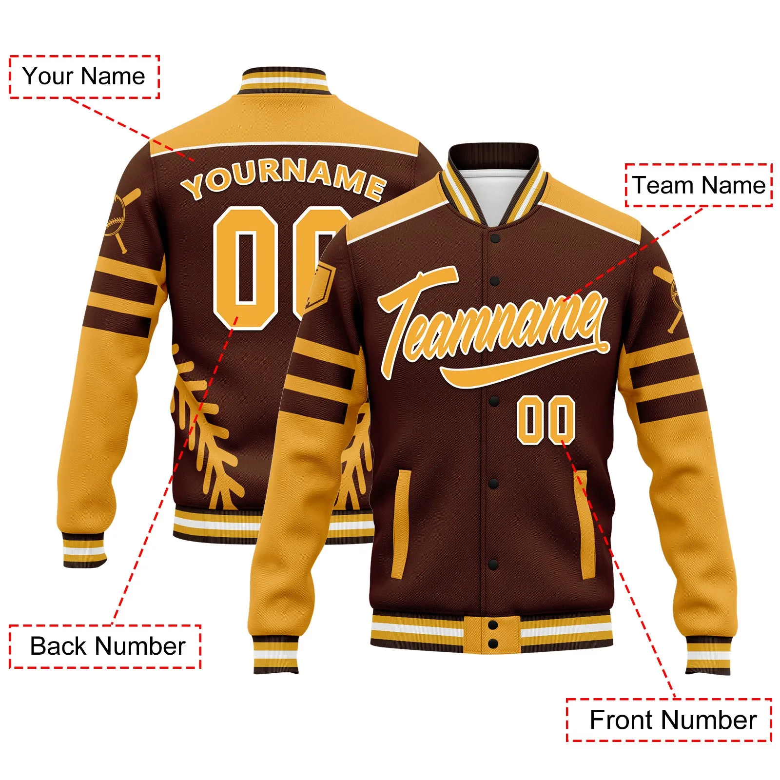 Custom Jacket Bomber Full-Snap Varsity Letterman Personalized Jacket FZ005-D023003-4