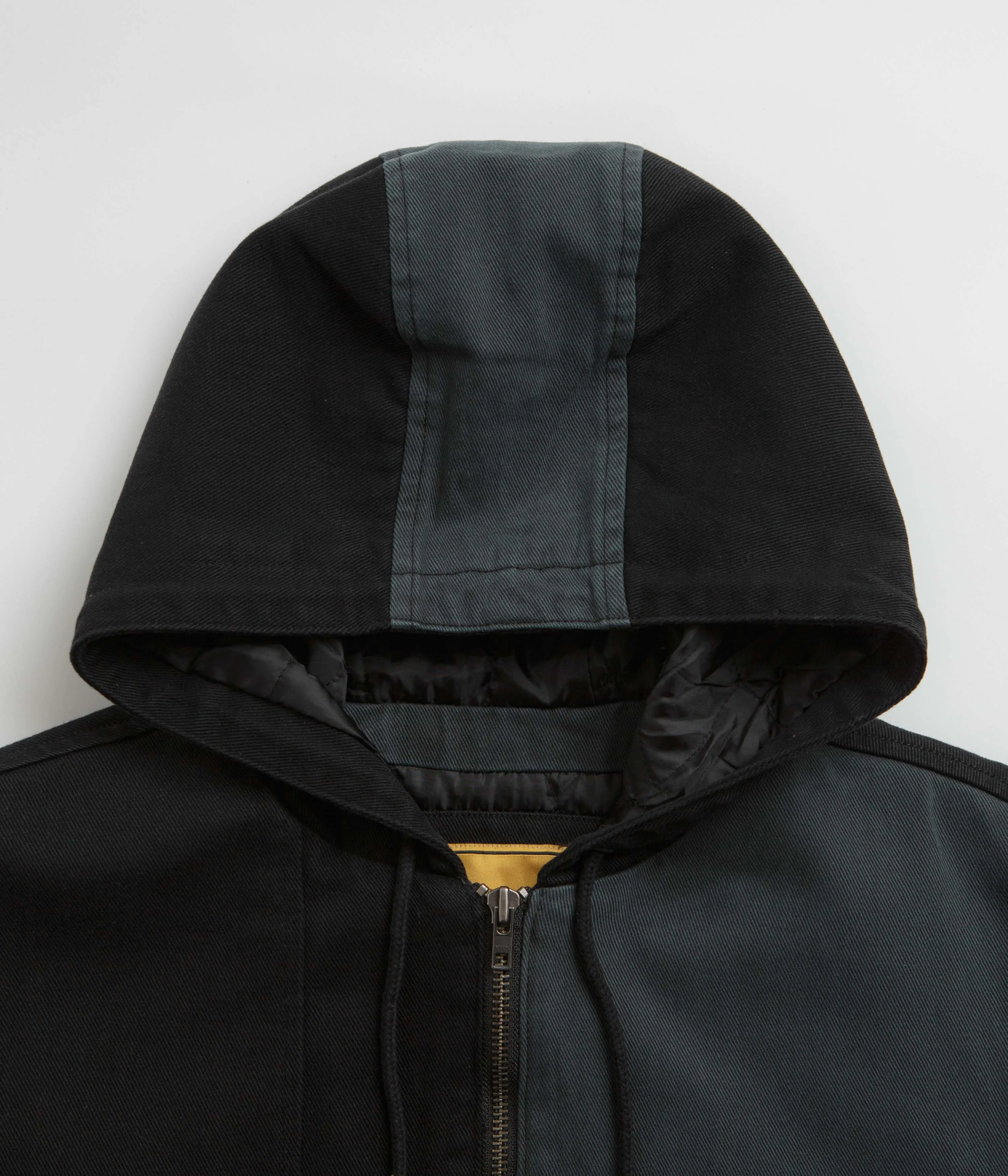 Dime Panel Denim Hooded Bomber Jacket - Charcoal