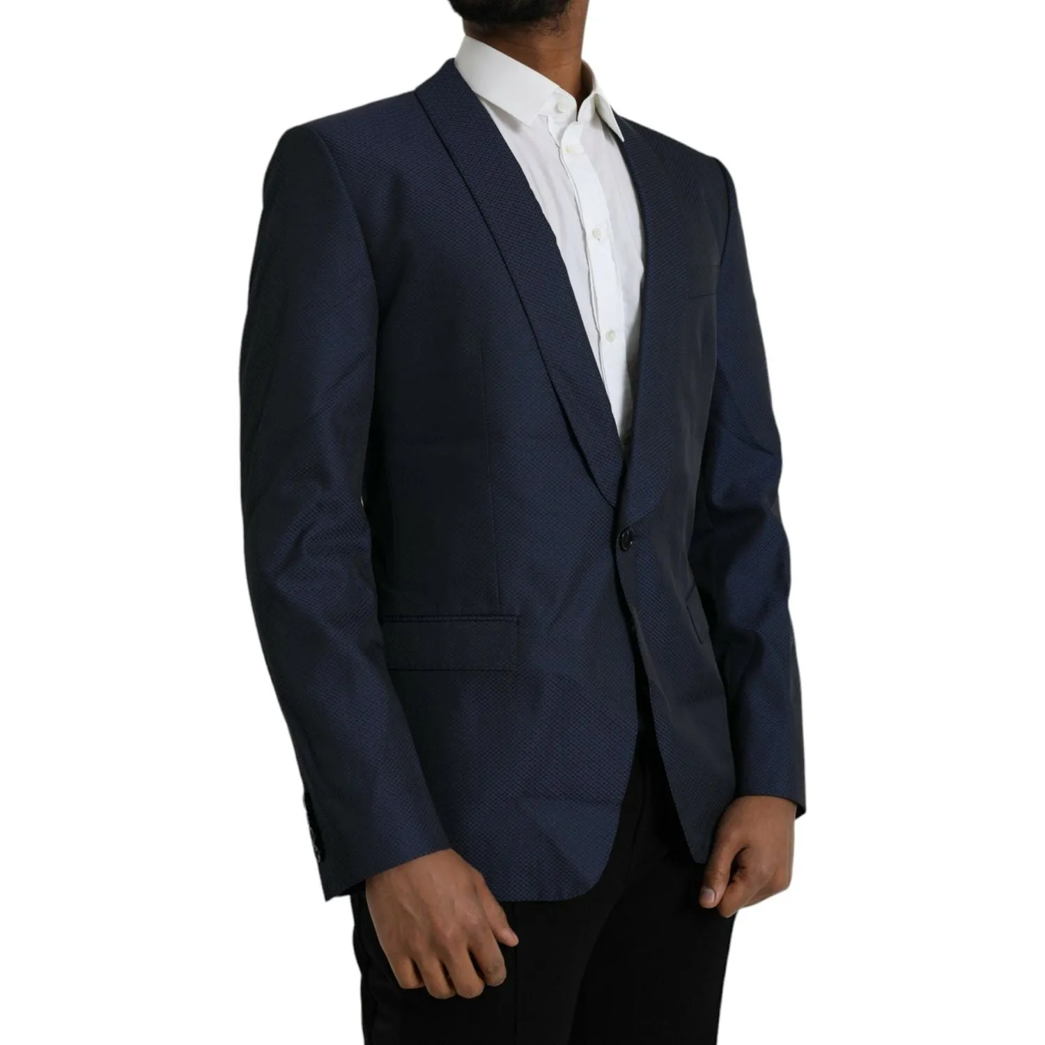 Dolce & Gabbana Blue MARTINI Shawl Single Breasted Blazer