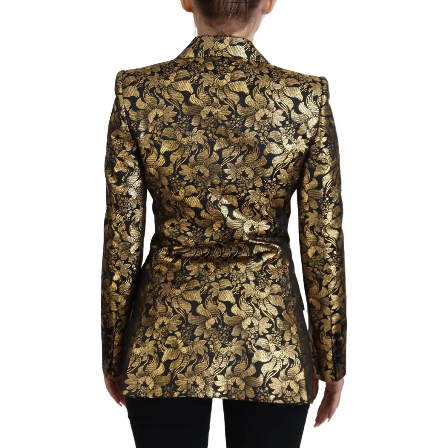 Dolce & Gabbana Elegant Black and Gold Floral Jacket