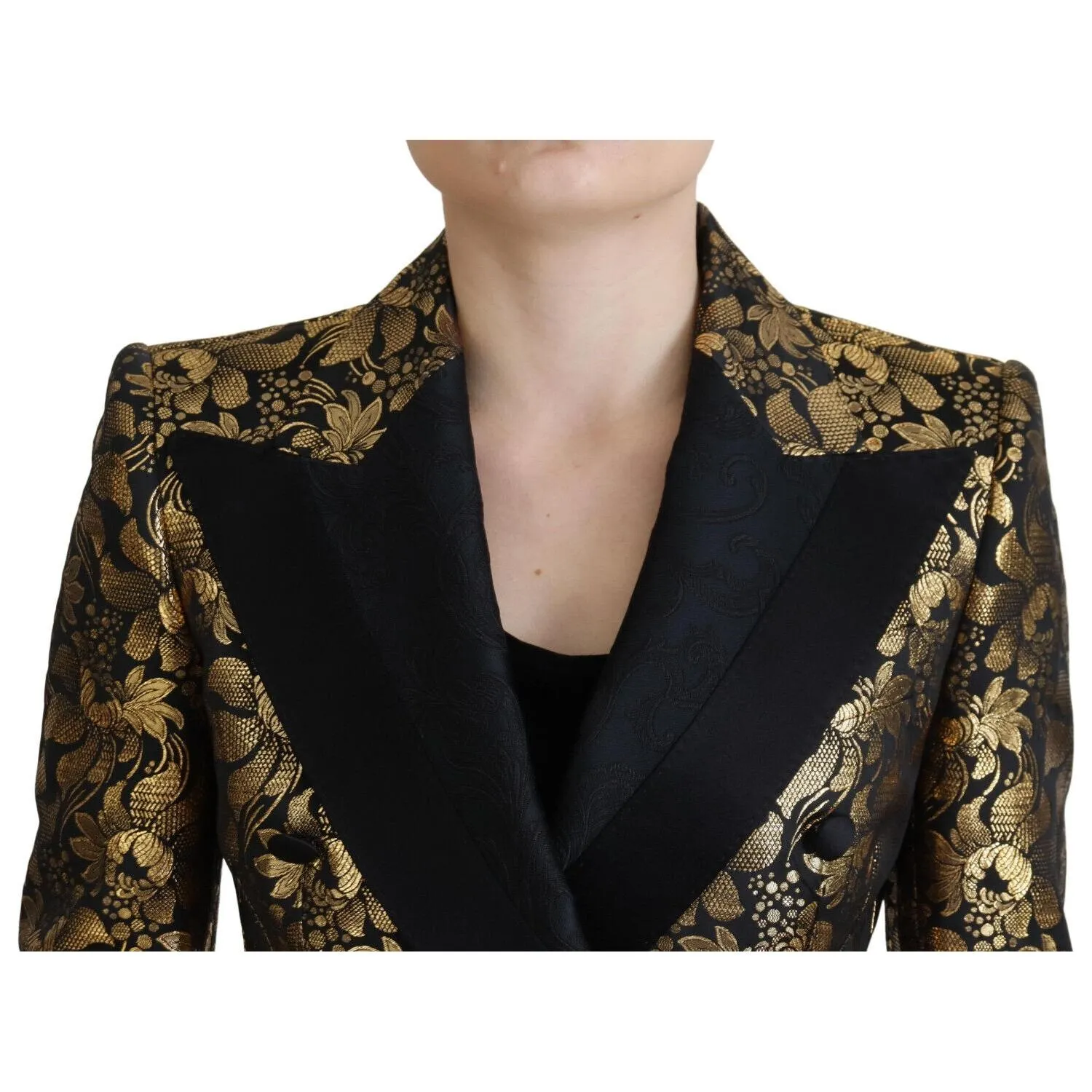 Dolce & Gabbana Elegant Black and Gold Floral Jacket