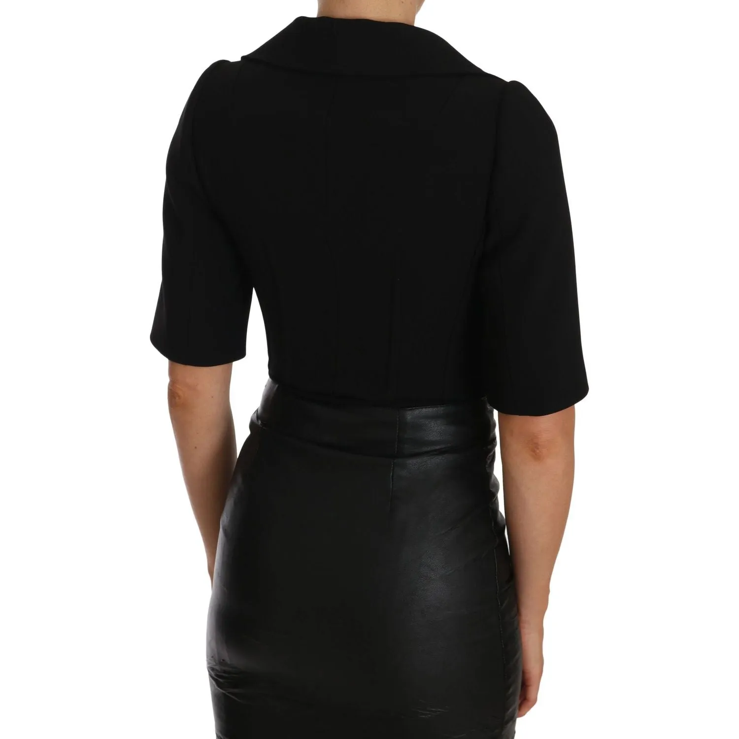 Dolce & Gabbana Elegant Black Cropped Wool Blazer