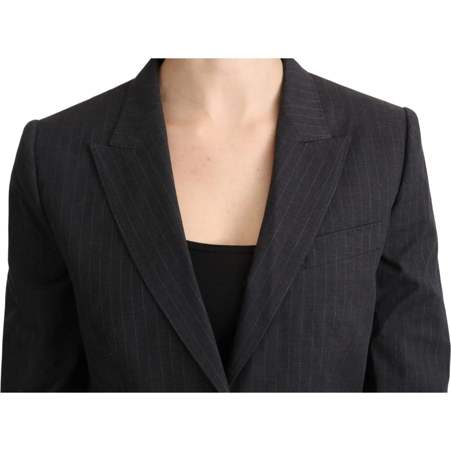 Dolce & Gabbana Elegant Gray Striped Cotton Blazer