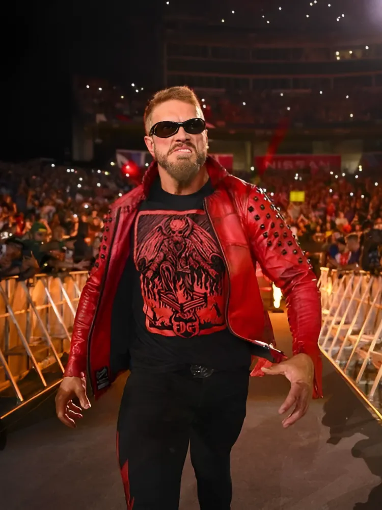 Edge SummerSlam Studded Red Leather Jacket