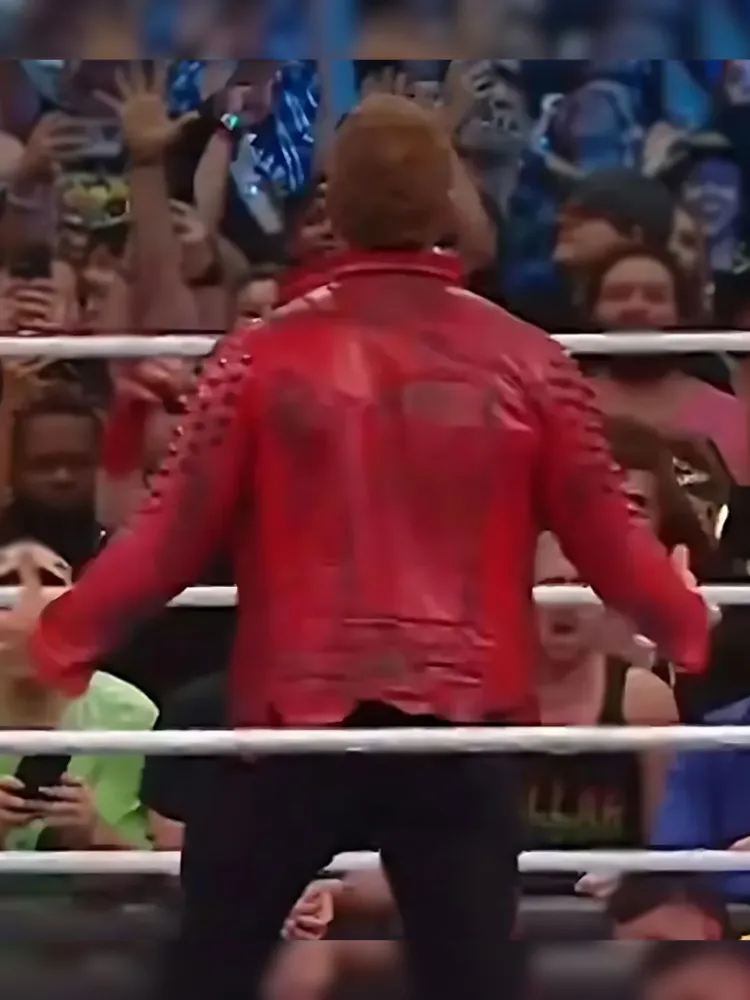 Edge SummerSlam Studded Red Leather Jacket