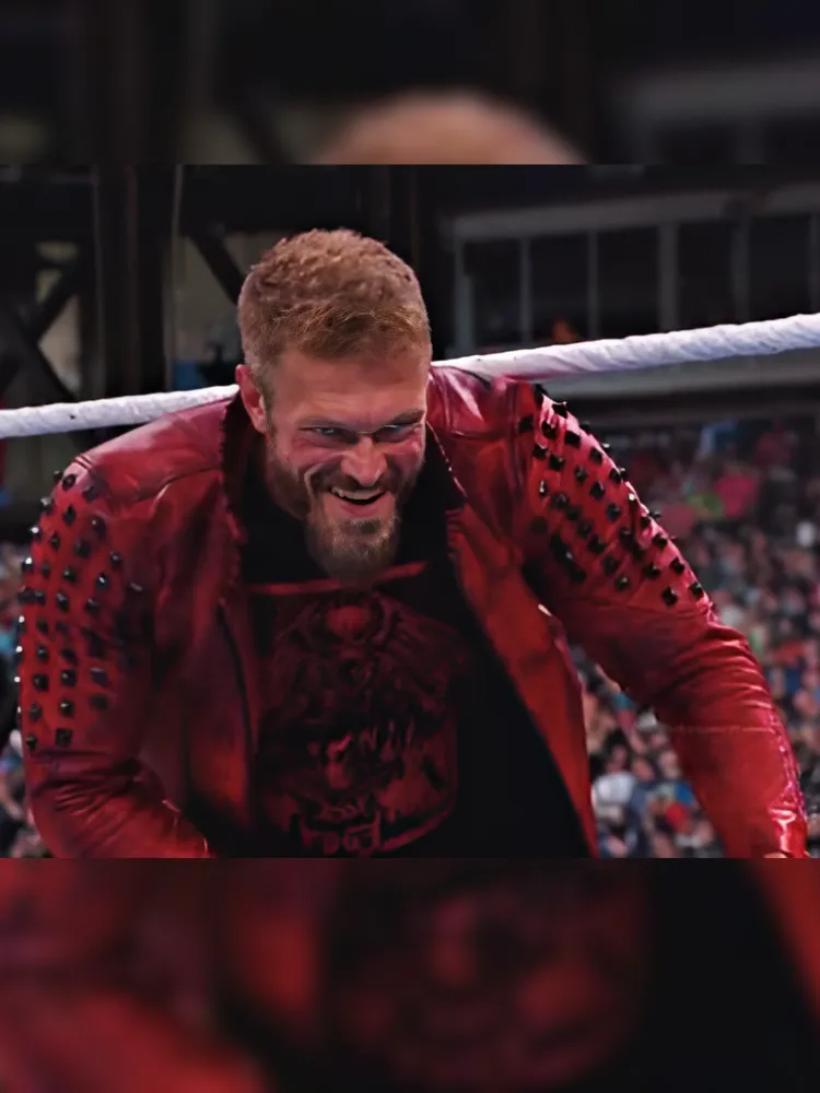 Edge SummerSlam Studded Red Leather Jacket