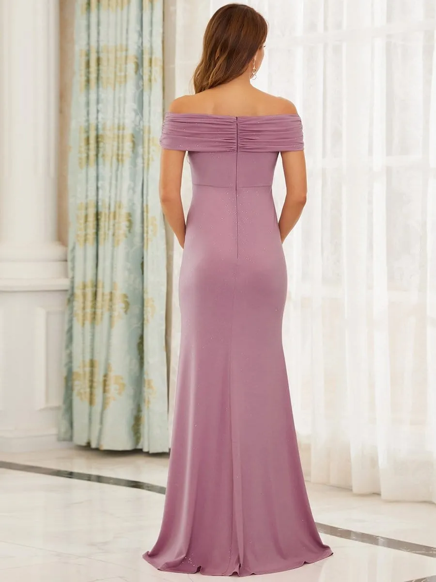 Elegant Bodycon Strapless Fold-Over Maternity Dress