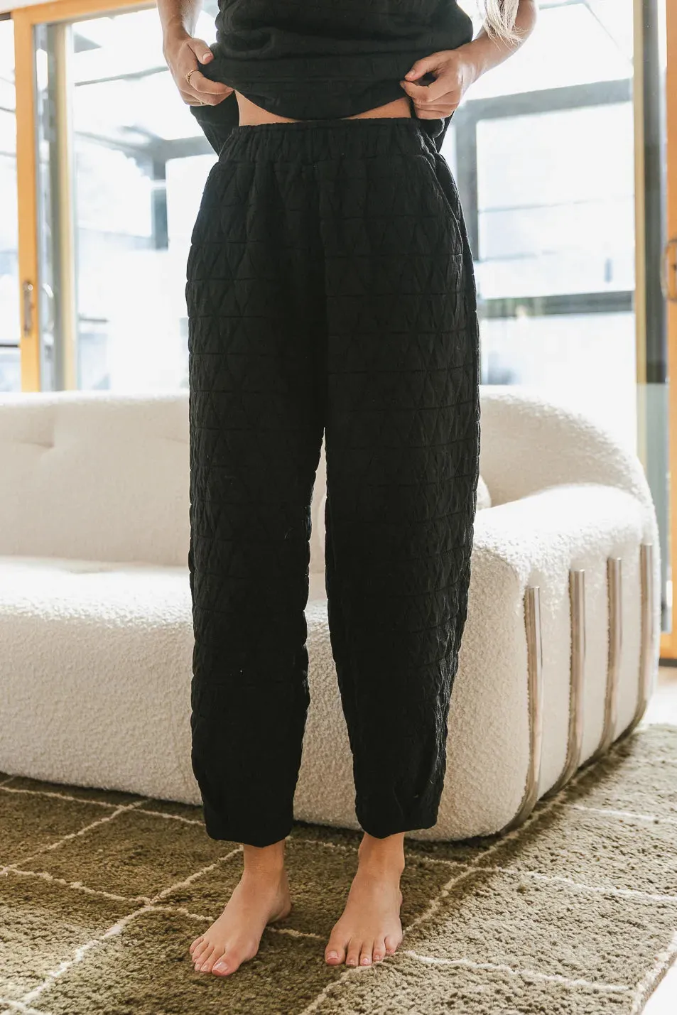 Elora Quilted Joggers in Black - FINAL SALE