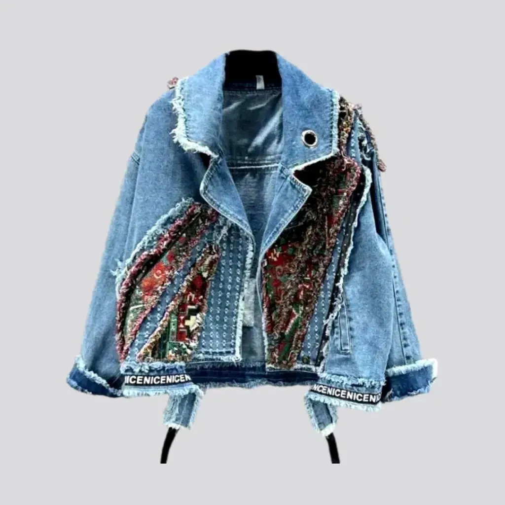 Embroidered jeans jacket
 for ladies