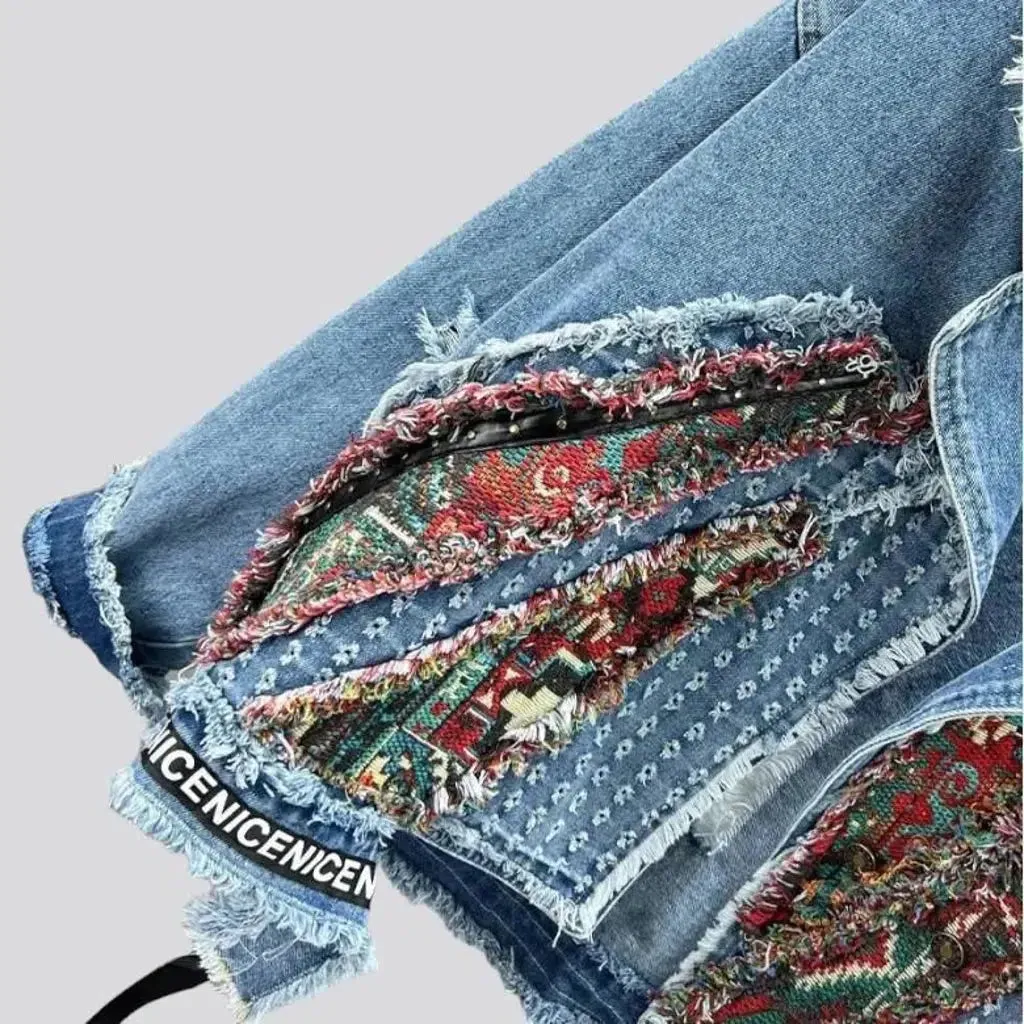 Embroidered jeans jacket
 for ladies