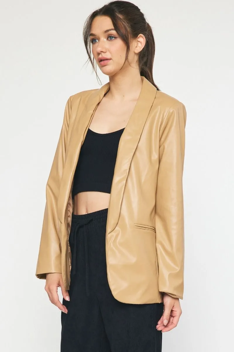 Faux Leather Blazer