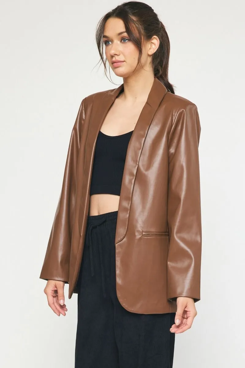 Faux Leather Blazer