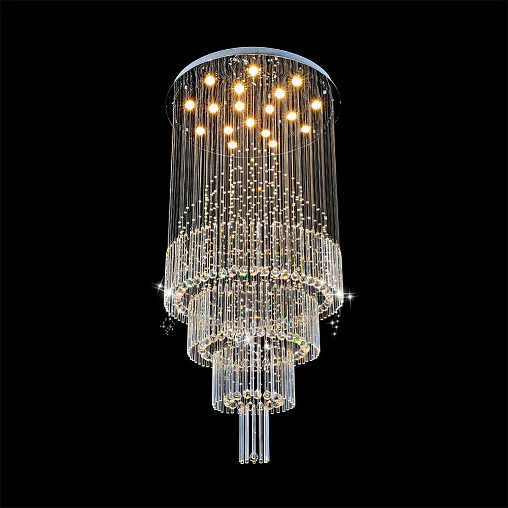 Floating Castle Raindrop Crystal Chandelier For Entryway - Double Layer