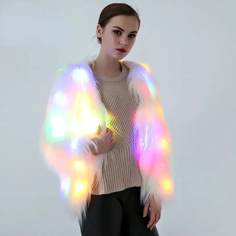 Fluffy Faux Fur LED Light Up Jacket