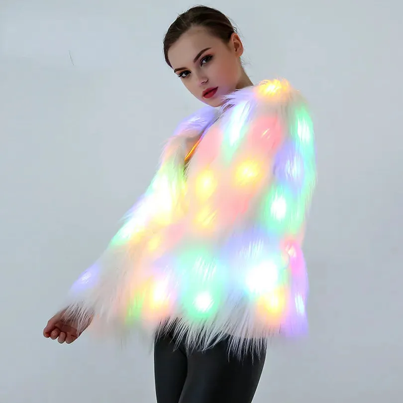 Fluffy Faux Fur LED Light Up Jacket