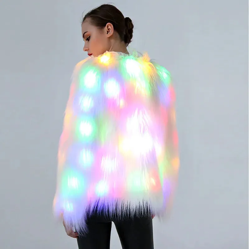 Fluffy Faux Fur LED Light Up Jacket