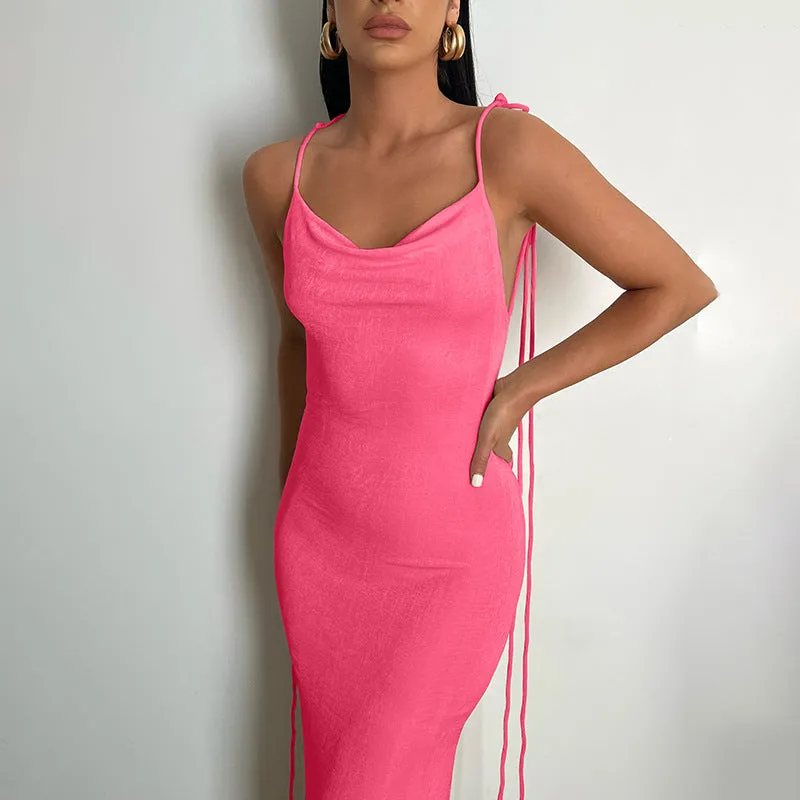 FLYTONN-Sexy spring and summer dresses, party dresses, graduation gifts,Sean Backless Fishtail Long Dress