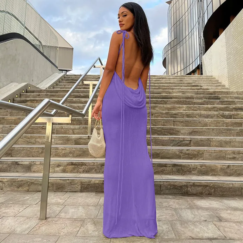 FLYTONN-Sexy spring and summer dresses, party dresses, graduation gifts,Sean Backless Fishtail Long Dress