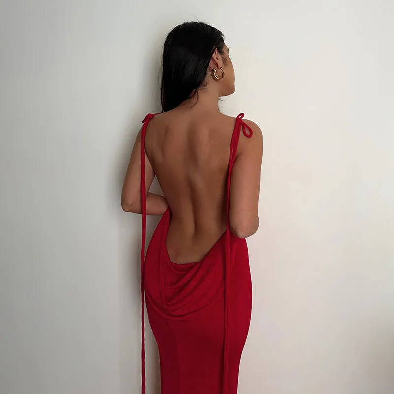 FLYTONN-Sexy spring and summer dresses, party dresses, graduation gifts,Sean Backless Fishtail Long Dress