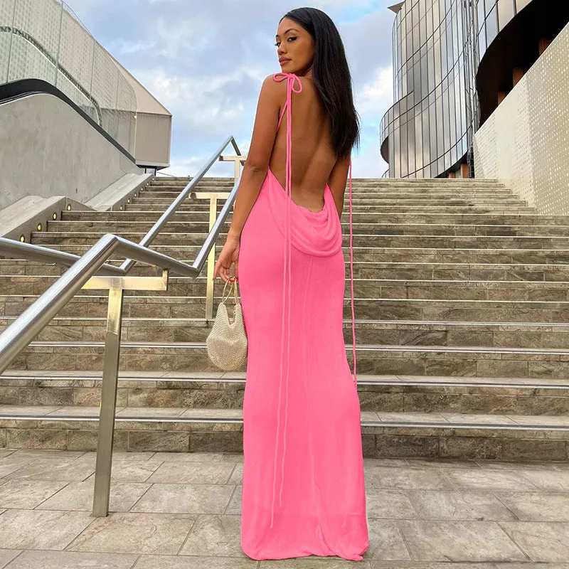 FLYTONN-Sexy spring and summer dresses, party dresses, graduation gifts,Sean Backless Fishtail Long Dress