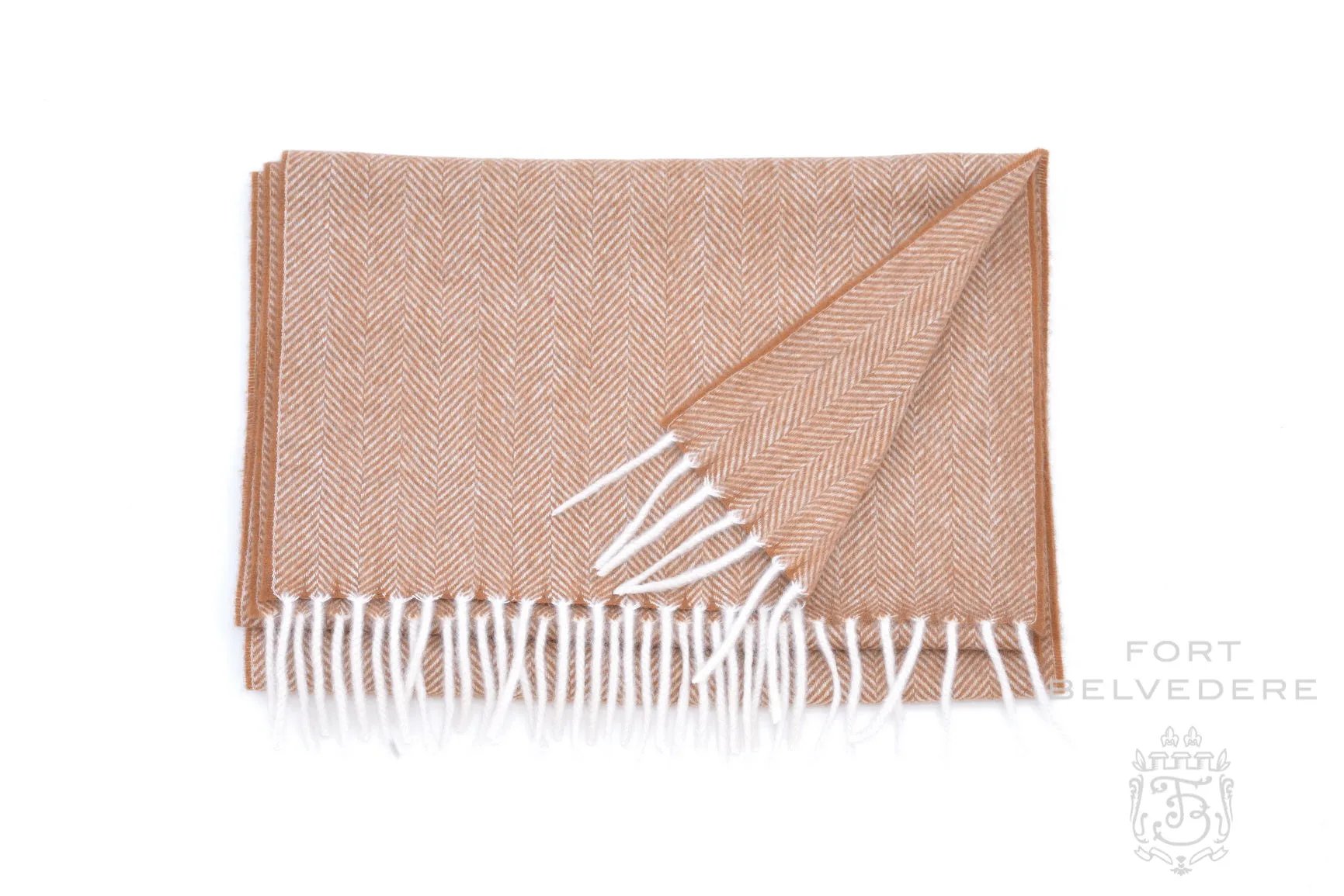 Gingerbread Brown Herringbone Cashmere Scarf