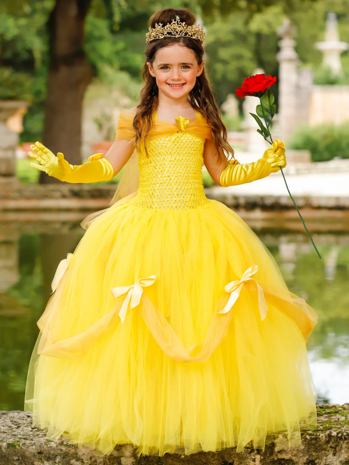 Girls Deluxe Beauty and The Beast Inspired Costume Ball Gown