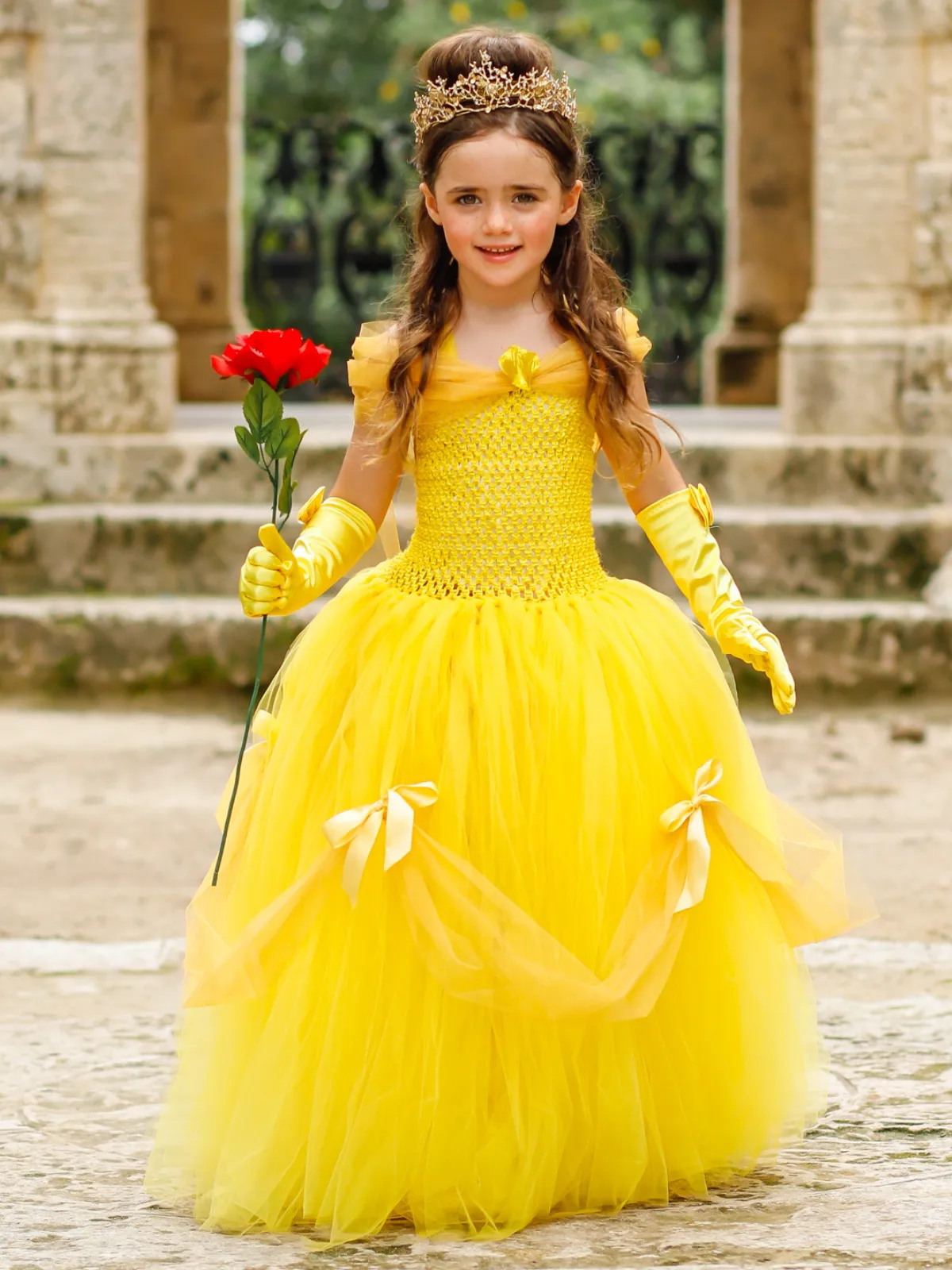 Girls Deluxe Beauty and The Beast Inspired Costume Ball Gown