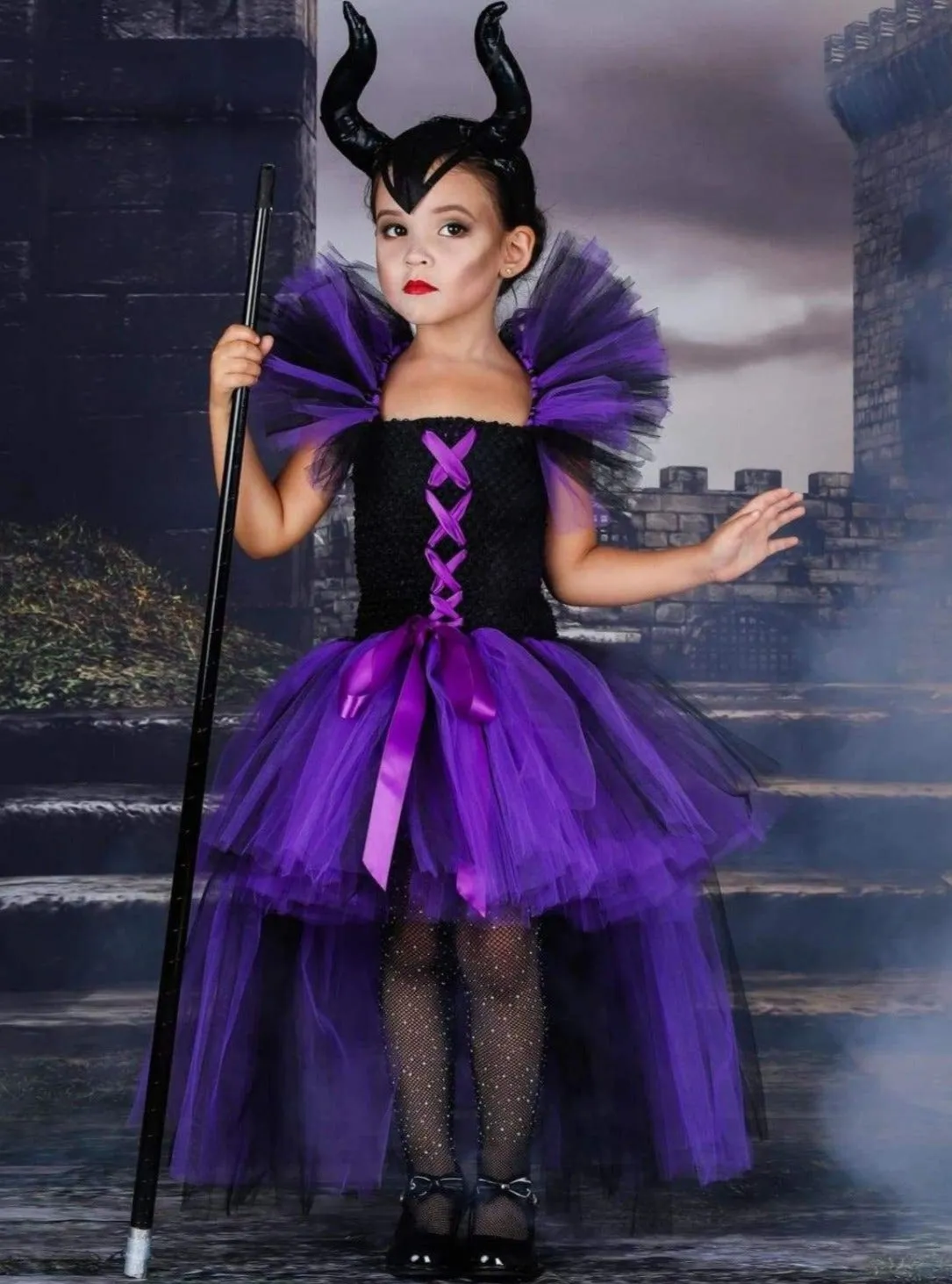 Girls Evil Queen Villain Tutu Costume Dress