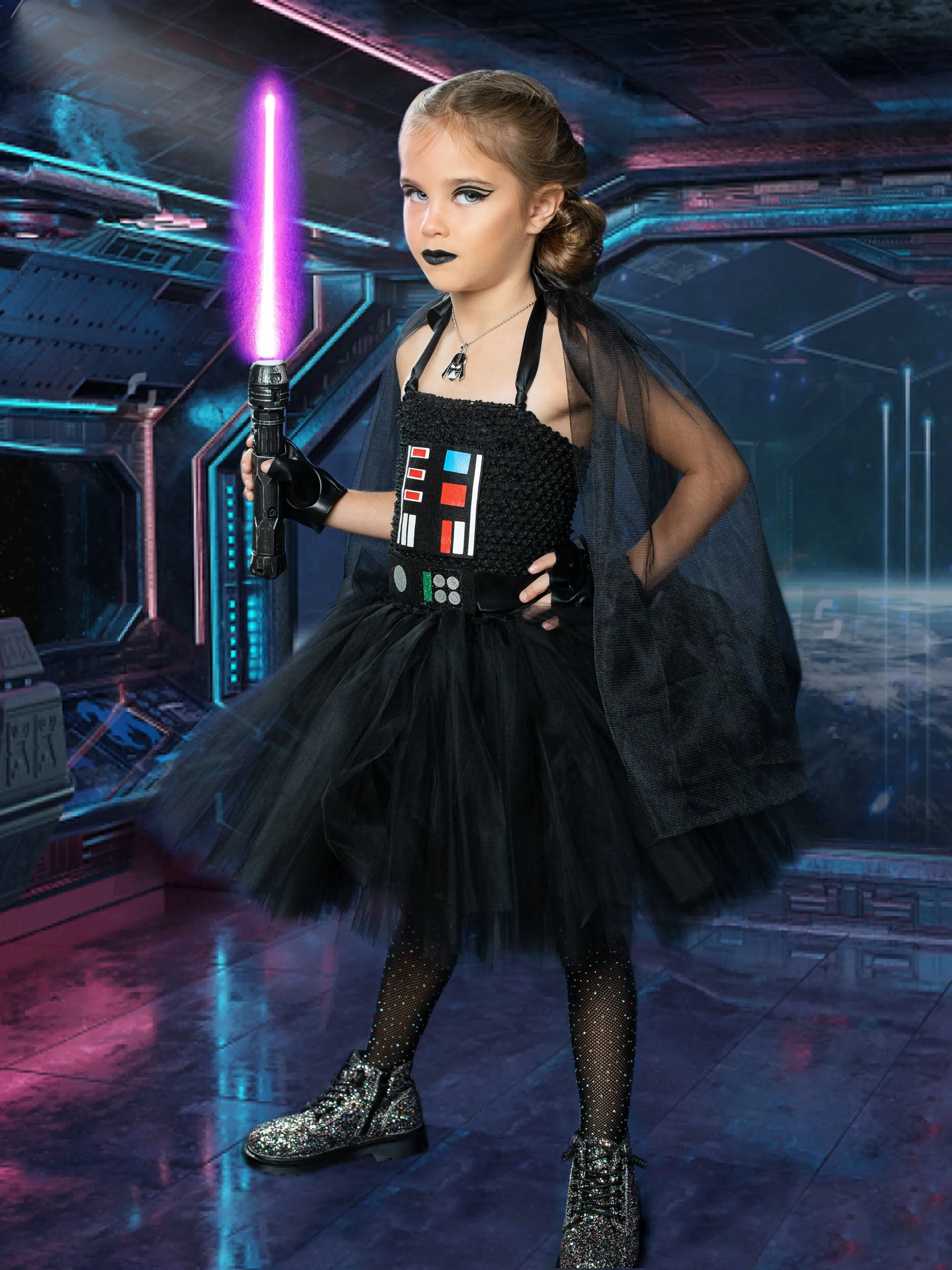 Girls Star Wars Inspired Darth Vader Tutu Costume Dress