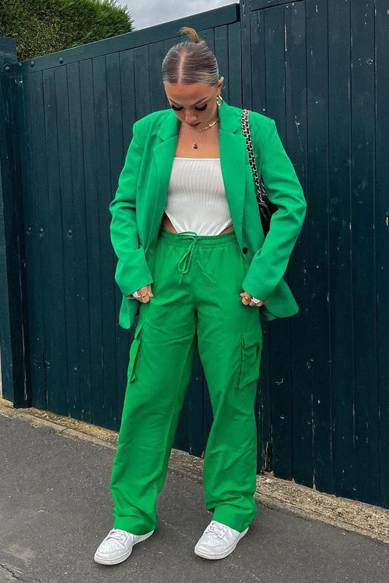 Green Straight Leg Cargo Trousers - Aida