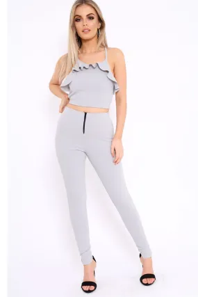 Grey Frill Cami and Trousers Co-ord - Autymn