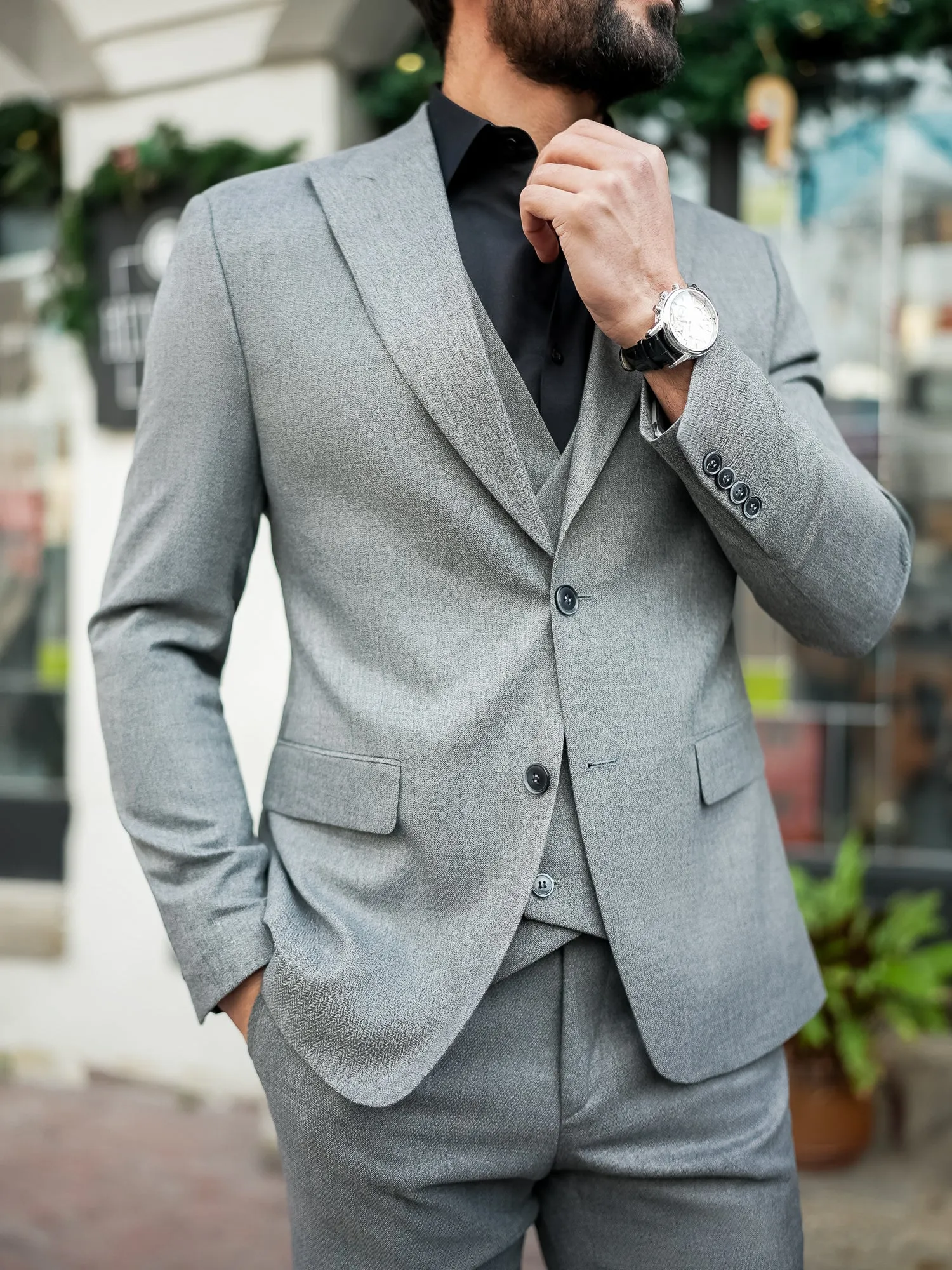 Grey Slim-Fit Suit 3-Piece