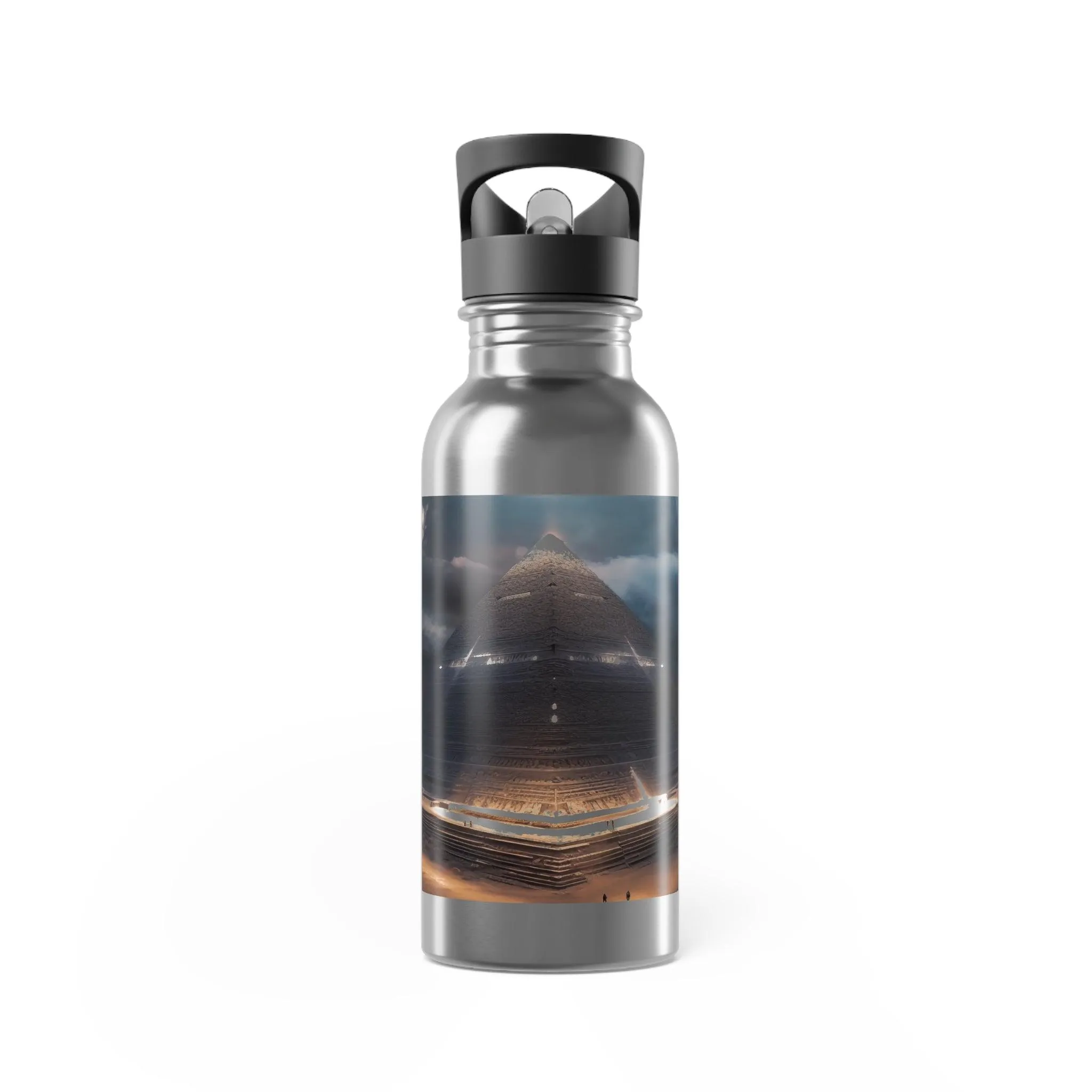 Harness the Energizing Power of the Egyptian Pyramid Eclipse Magic with Our Illuminated Stainless Steel Water Bottle with Straw 20oz