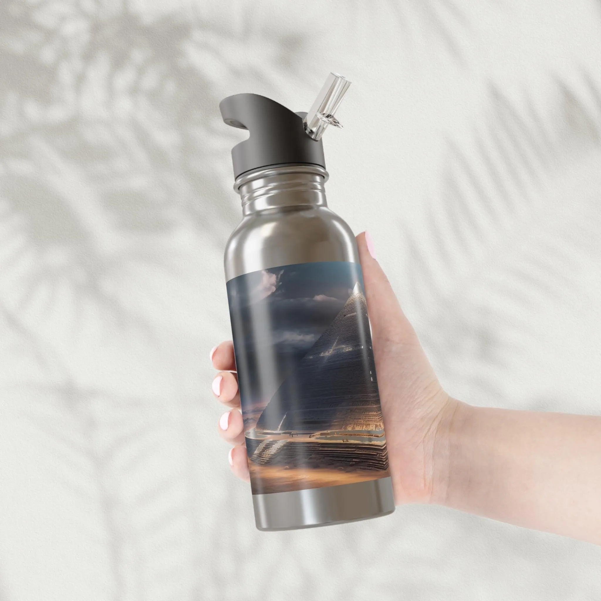 Harness the Energizing Power of the Egyptian Pyramid Eclipse Magic with Our Illuminated Stainless Steel Water Bottle with Straw 20oz