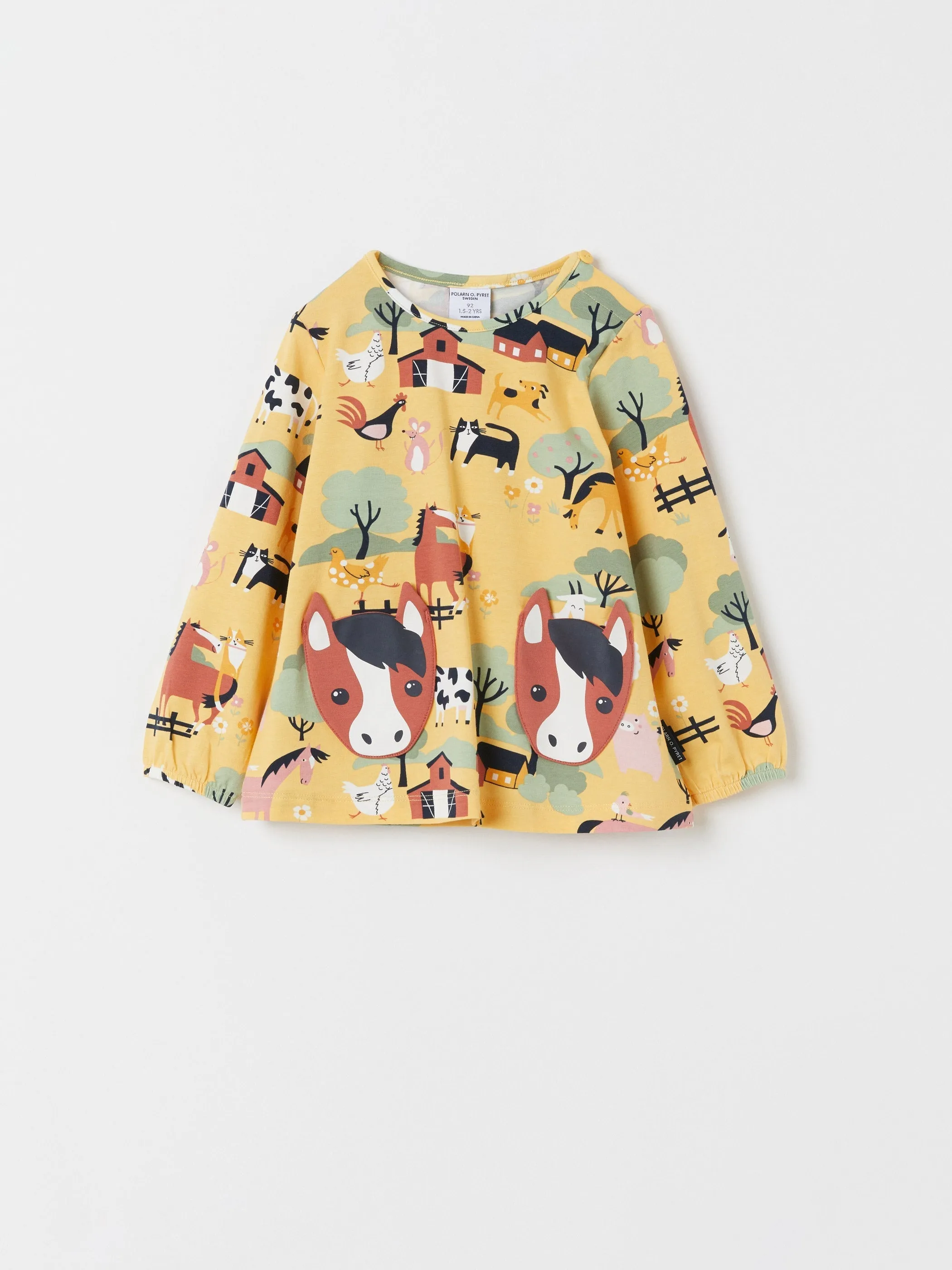 Horse Pocket Farm Print Top