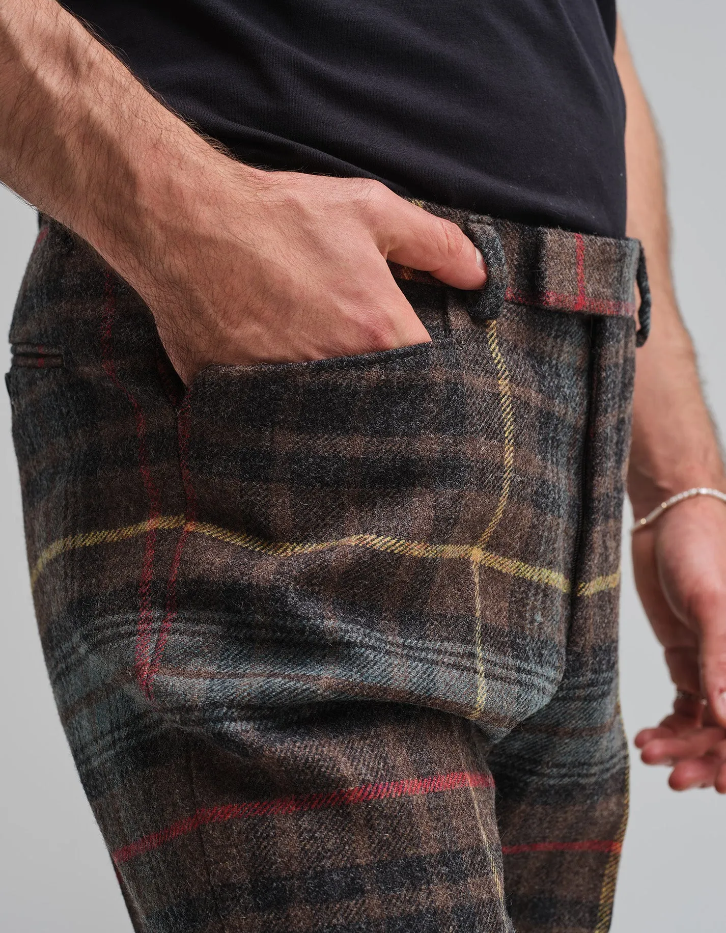 Hunting Brown Check Wool Trousers GOLD COLLECTION