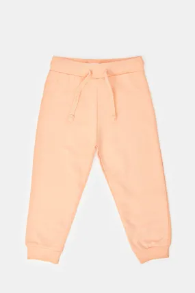 Infant Girls Peach Solid Active Pants