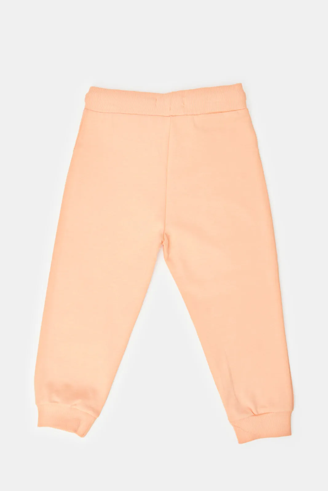 Infant Girls Peach Solid Active Pants