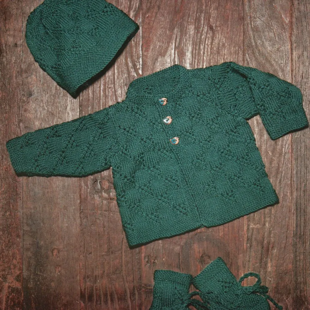 Jacket, Hat & Booties Knitting Pattern (K459)