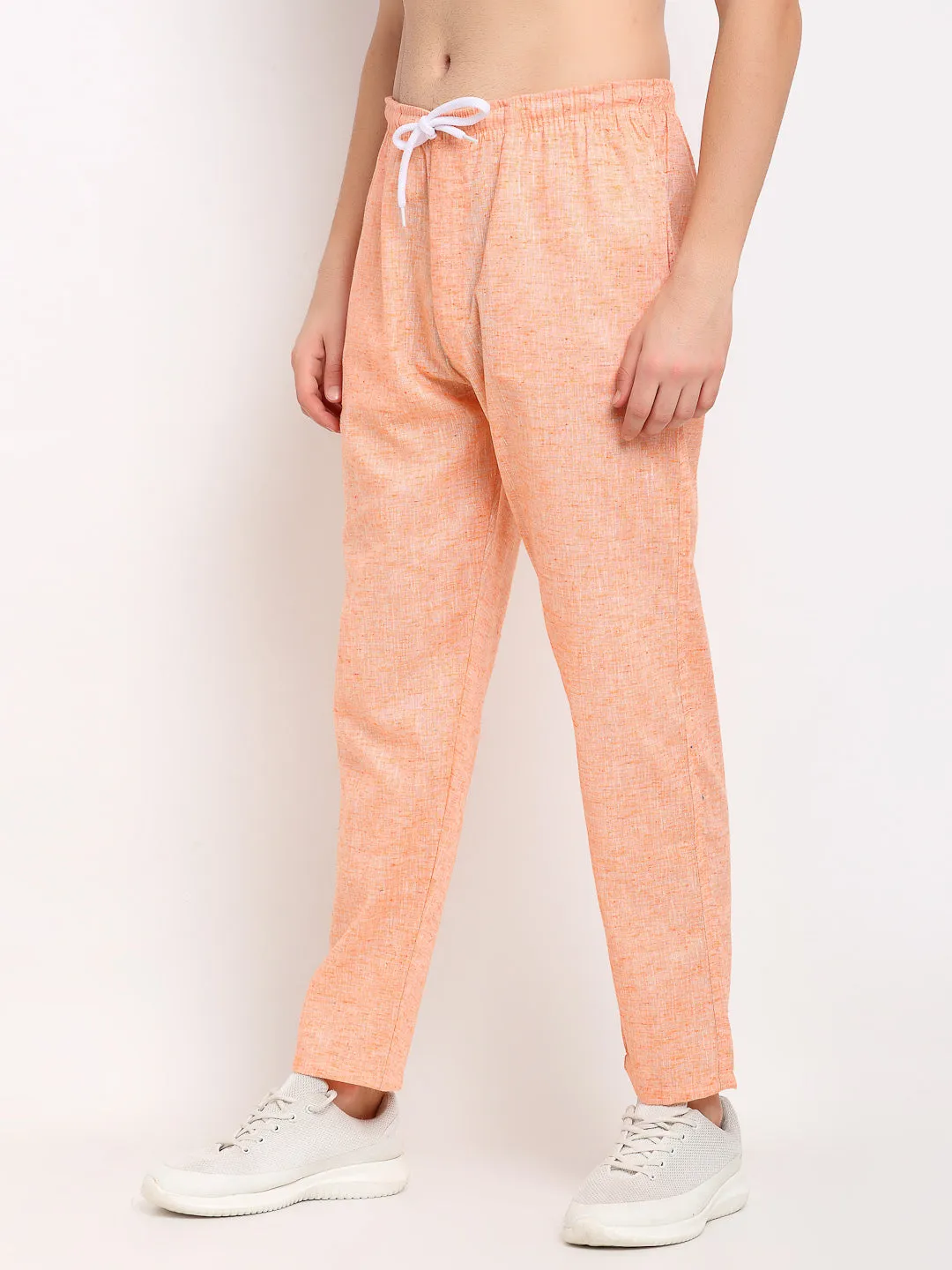 Jashvi Men's Orange Linen Cotton Track Pants