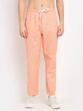 Jashvi Men's Orange Linen Cotton Track Pants