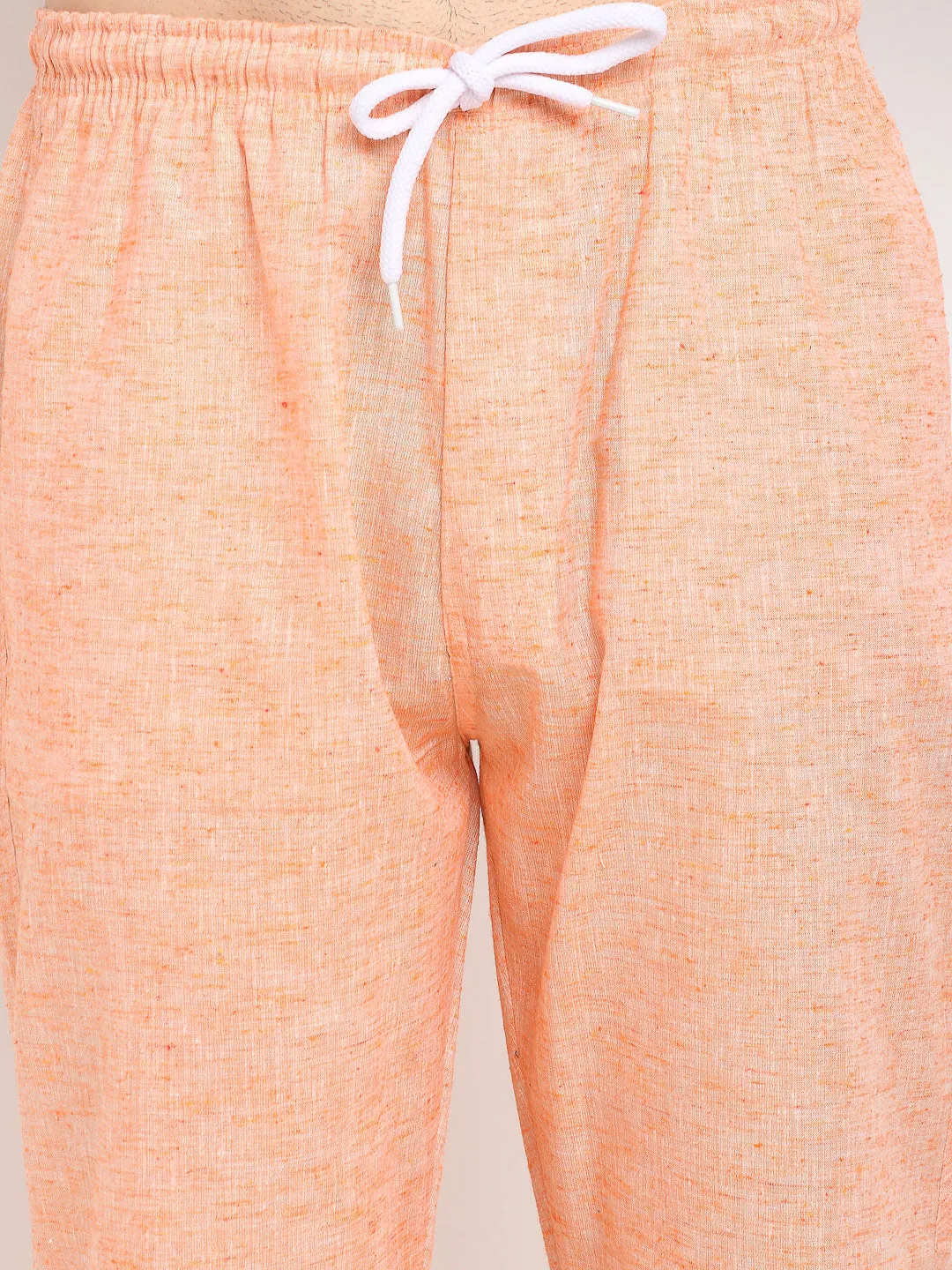 Jashvi Men's Orange Linen Cotton Track Pants