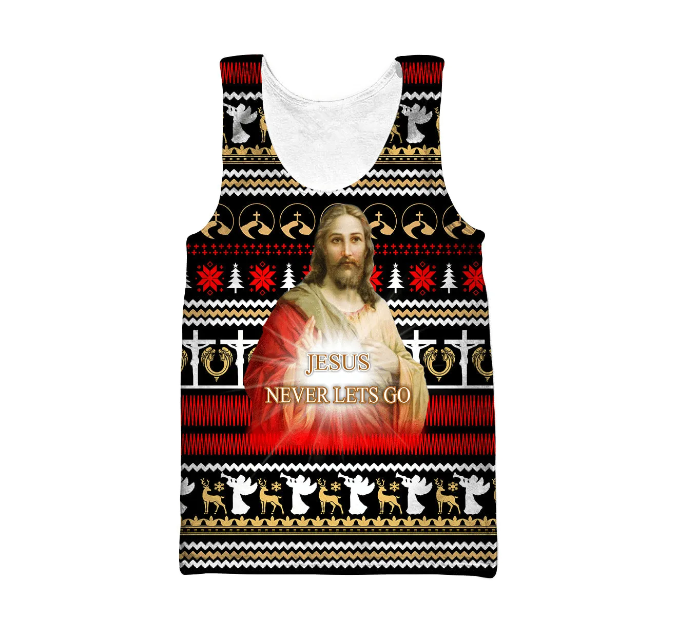 Jesus Catholic Jesus Never Lets Go Jesus Men Tank Top - Christian Tank Top For Men